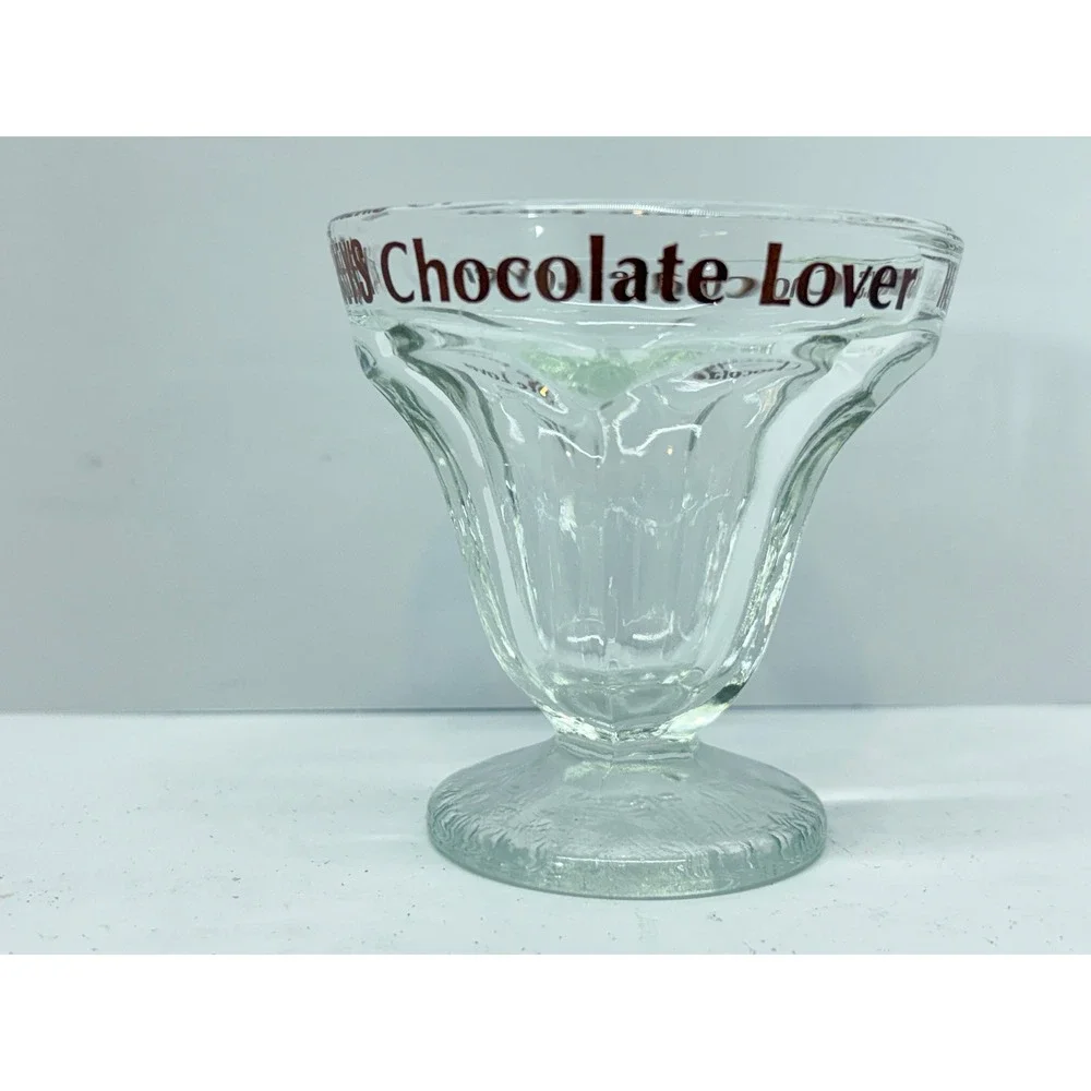 Hershey's Chocolate Lover Glass Sundae Cup Set of 4 Pedestal Fluted Retro 3